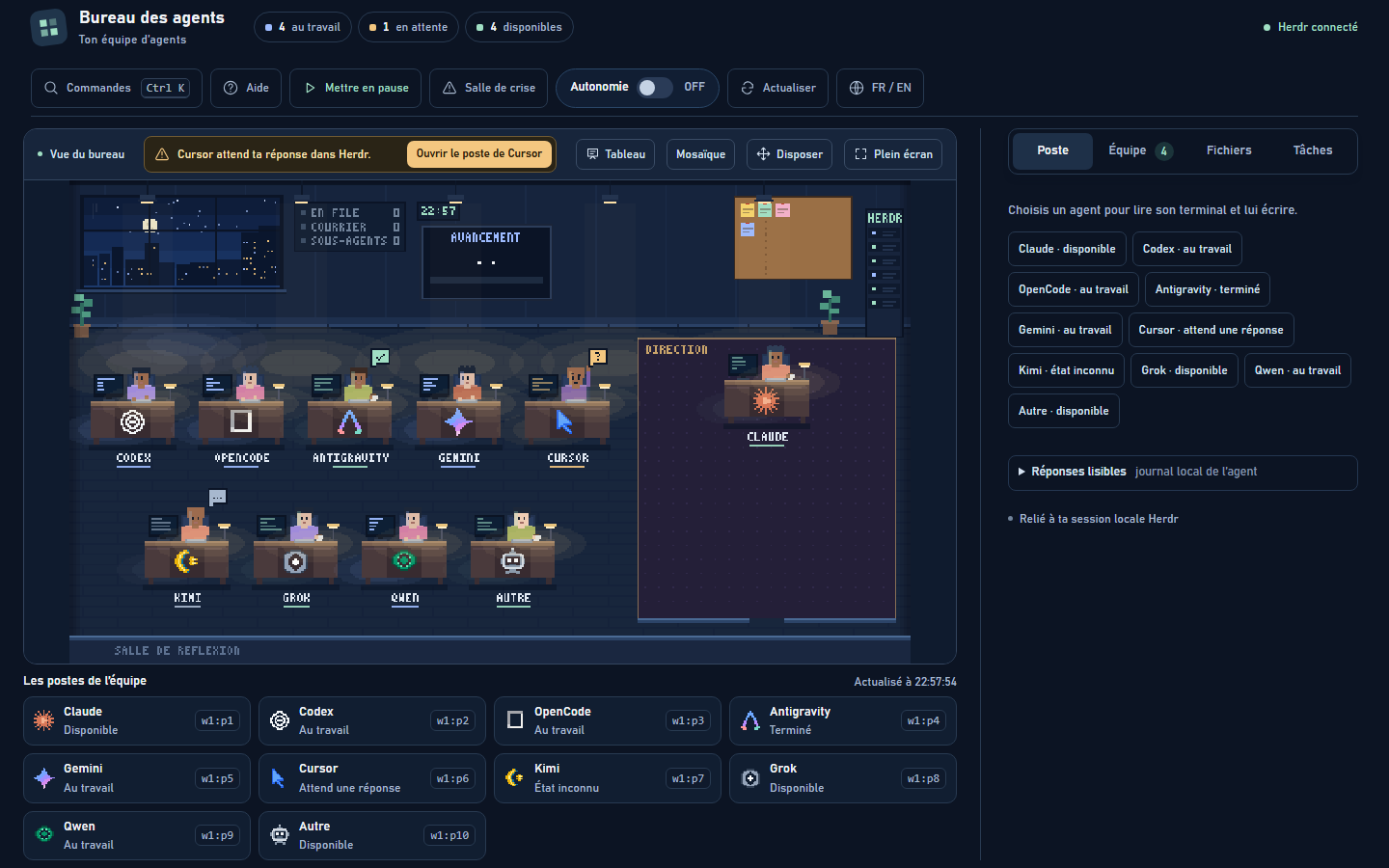 Scène à 10 agents dans l'atelier MyTeam